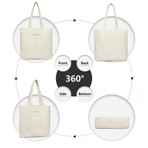 LH2319 - Miss Lulu Large Capacity Canvas Shopping Shoulder Bag - Beige | Neil's Luggage Store