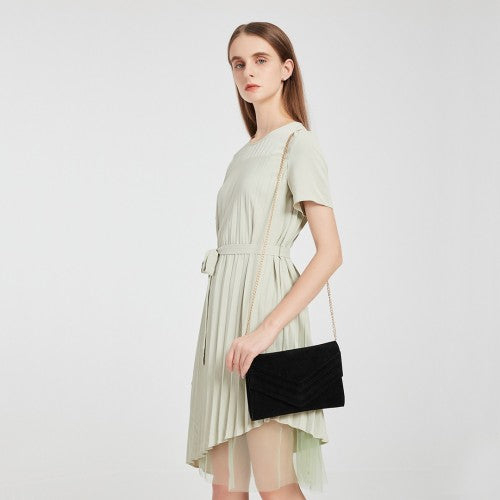 LP1963 - MISS LULU CHEVRON ENVELOPE CLUTCH BAG - GREY | Neil's Luggage Store
