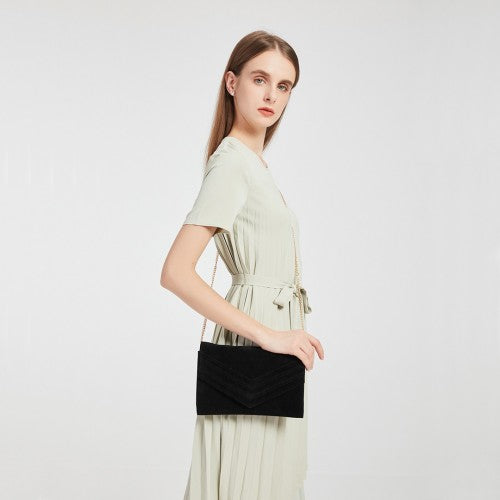 LP1963 - MISS LULU CHEVRON ENVELOPE CLUTCH BAG - GREY | Neil's Luggage Store