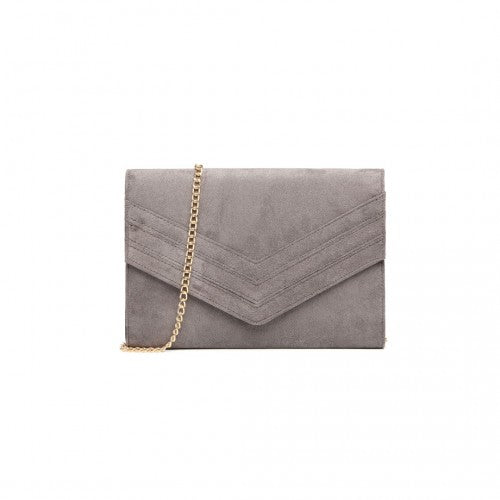 LP1963 - MISS LULU CHEVRON ENVELOPE CLUTCH BAG - GREY | Neil's Luggage Store