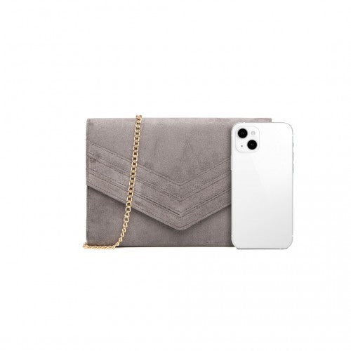 LP1963 - MISS LULU CHEVRON ENVELOPE CLUTCH BAG - GREY | Neil's Luggage Store