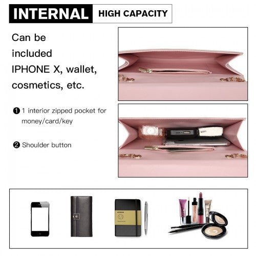 LP1963 Miss Lulu Chevron Envelope Clutch Bag Pink With Gold Tone Hardware For Evening Wear | Neil's Luggage Store