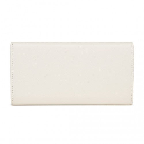 Miss Lulu Leather Look Compact Classic Long Purse Beige | Neil's Luggage Store