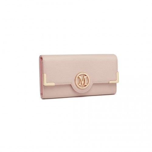 LP2022 - Miss Lulu Leather Look Classic Long Purse - Pink | Neil's Luggage Store