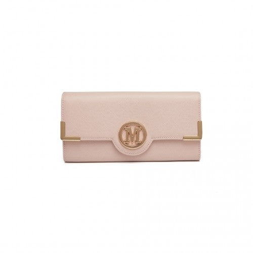 LP2022 - Miss Lulu Leather Look Classic Long Purse - Pink | Neil's Luggage Store