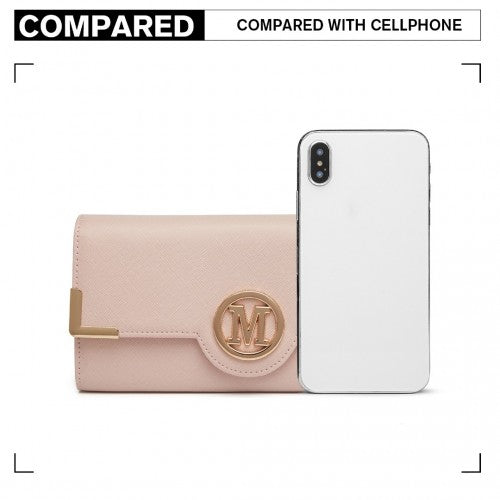 LP2022 - Miss Lulu Leather Look Classic Long Purse - Pink | Neil's Luggage Store