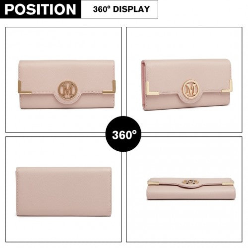 LP2022 - Miss Lulu Leather Look Classic Long Purse - Pink | Neil's Luggage Store