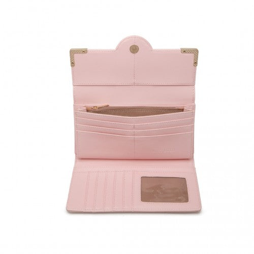 LP2022 - Miss Lulu Leather Look Classic Long Purse - Pink | Neil's Luggage Store