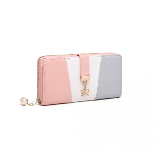LP2030 - Miss Lulu Tri Colour Women's Leather Look Purse - Grey | Neil's Luggage Store