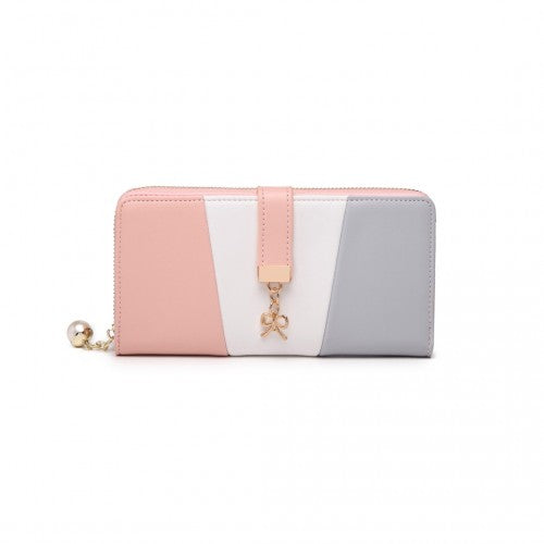 LP2030 - Miss Lulu Tri Colour Women's Leather Look Purse - Grey | Neil's Luggage Store