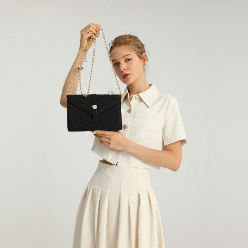 LP2205 - Miss Lulu V-stitched Flap Leather Chain Bag - Pink | Neil's Luggage Store
