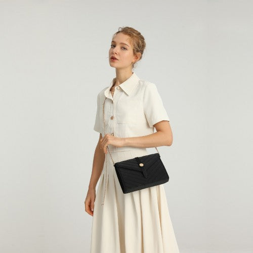 LP2205 - Miss Lulu V-stitched Flap Leather Chain Bag - Pink | Neil's Luggage Store