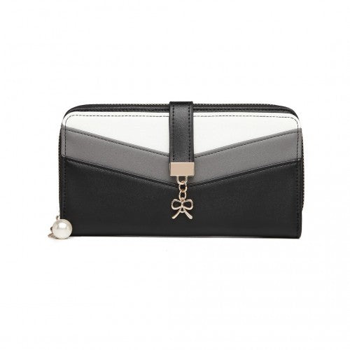 LP2215 - Miss Lulu Mixed Colour Women's Leather Look Clutch Purse - Black | Neil's Luggage Store