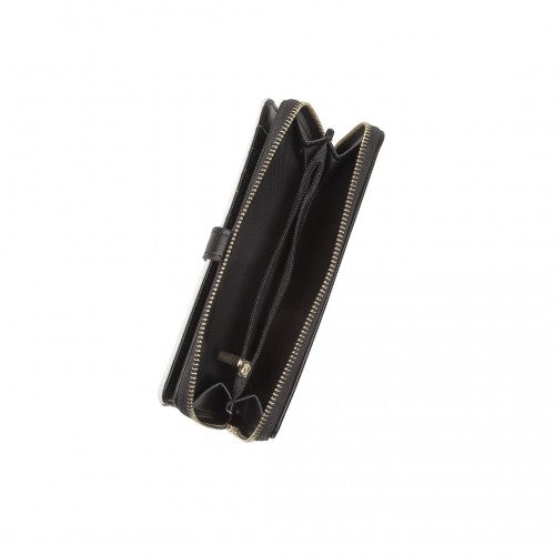 LP2215 - Miss Lulu Mixed Colour Women's Leather Look Clutch Purse - Black | Neil's Luggage Store