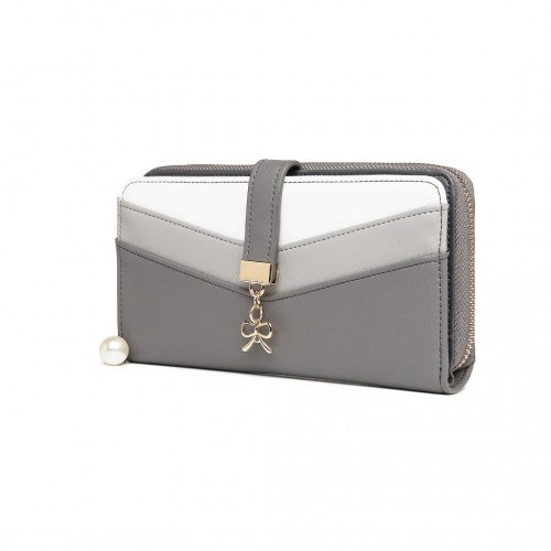 LP2215 - Miss Lulu Mixed Colour Women's Leather Look Clutch Purse - Grey | Neil's Luggage Store