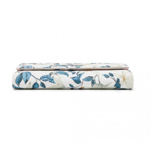 LP2353F - Miss Lulu Ladies' Flower Printed PU Leather Long Purse - Beige | Neil's Luggage Store