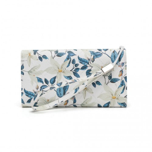LP2353F - Miss Lulu Ladies' Flower Printed PU Leather Long Purse - Beige | Neil's Luggage Store