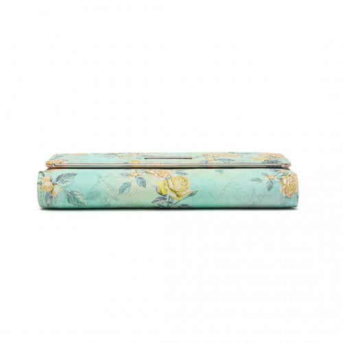LP2353F - Miss Lulu Ladies' Flower Printed PU Leather Long Purse - Green | Neil's Luggage Store