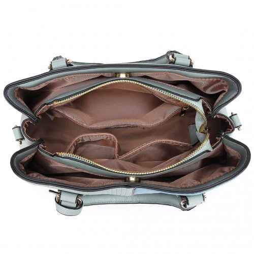 LT2352 - Miss Lulu Modern Elegance PU Leather Lady's Tote - Blue | Neil's Luggage Store