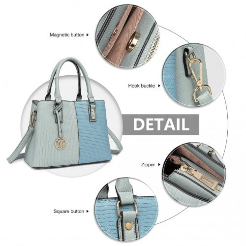 LT2352 - Miss Lulu Modern Elegance PU Leather Lady's Tote - Blue | Neil's Luggage Store