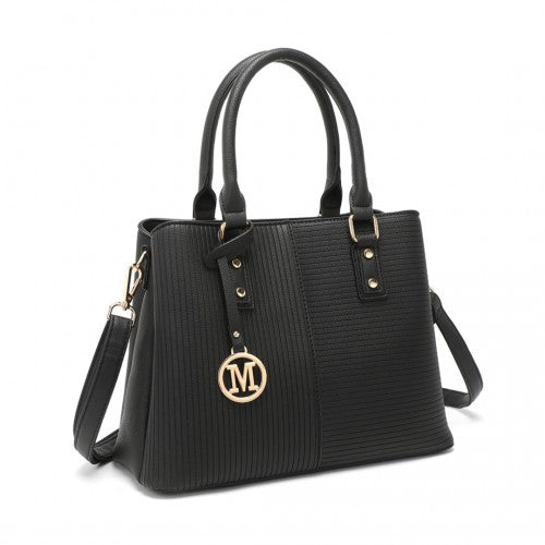 LT2352 - Miss Lulu Modern Elegance PU Leather Lady's Tote - Black | Neil's Luggage Store