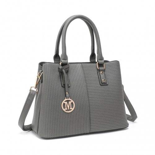 LT2352 - Miss Lulu Modern Elegance PU Leather Lady's Tote - Grey | Neil's Luggage Store