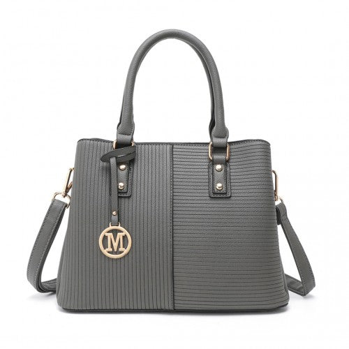 LT2352 - Miss Lulu Modern Elegance PU Leather Lady's Tote - Grey | Neil's Luggage Store