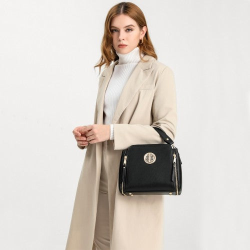 LB2126 - Miss Lulu Leather Look Practical Crossbody Bag - Grey | Neil's Luggage Store