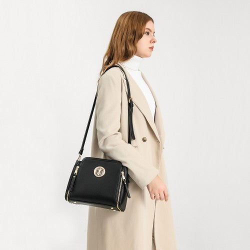 LB2126 - Miss Lulu Leather Look Practical Crossbody Bag - Grey | Neil's Luggage Store