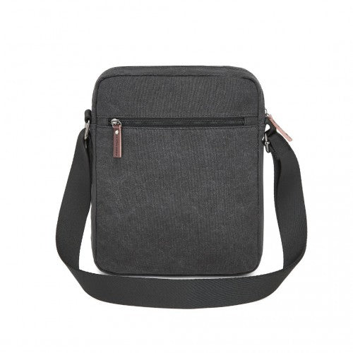 MSK2455 - Kono Canvas Crossbody Shoulder Bag – Multi-Pocket Messenger Bag with Adjustable Strap and Front Organizer Panel - Black by LuluBags