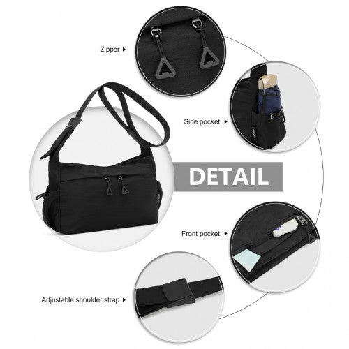 MSM2424 - Miss Lulu Ultra-Light Water-Resistant Urban Casual Commuter Crossbody Bag - Black | Neil's Luggage Store
