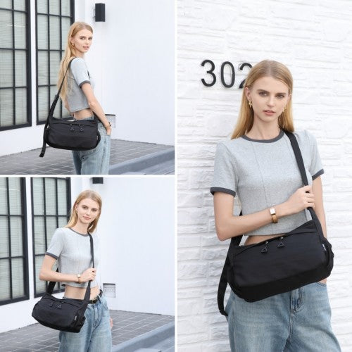 MSM2424 - Miss Lulu Ultra-Light Water-Resistant Urban Casual Commuter Crossbody Bag - Black | Neil's Luggage Store