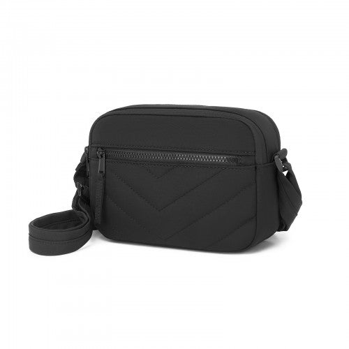 MSM2619 - Miss Lulu Women’s Crossbody Bag, Multi‑Zip Pockets Compact Daily Shoulder Bag - Black by LuluBags
