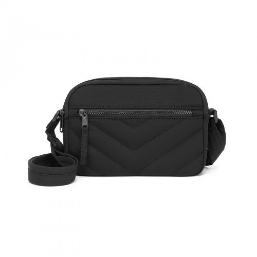 MSM2619 - Miss Lulu Women’s Crossbody Bag, Multi‑Zip Pockets Compact Daily Shoulder Bag - Black by LuluBags