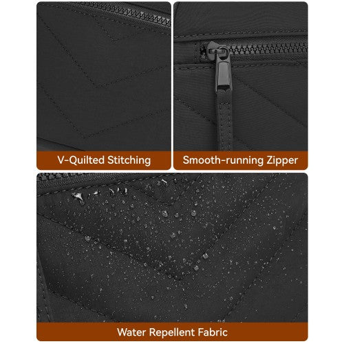 MSM2619 - Miss Lulu Women’s Crossbody Bag, Multi‑Zip Pockets Compact Daily Shoulder Bag - Black by LuluBags