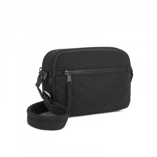 MSM2619 - Miss Lulu Women’s Crossbody Bag, Multi‑Zip Pockets Compact Daily Shoulder Bag - Black by LuluBags