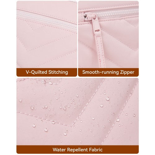 MSM2619 - Miss Lulu Women’s Crossbody Bag, Multi‑Zip Pockets Compact Daily Shoulder Bag - Pink by LuluBags