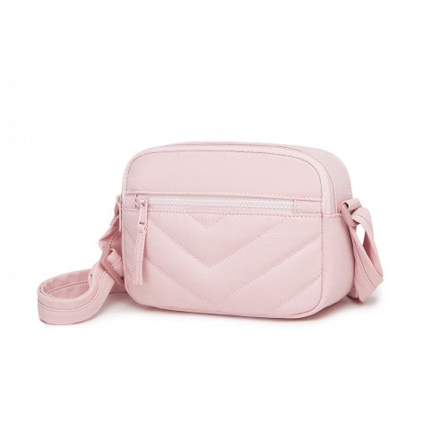 MSM2619 - Miss Lulu Women’s Crossbody Bag, Multi‑Zip Pockets Compact Daily Shoulder Bag - Pink by LuluBags