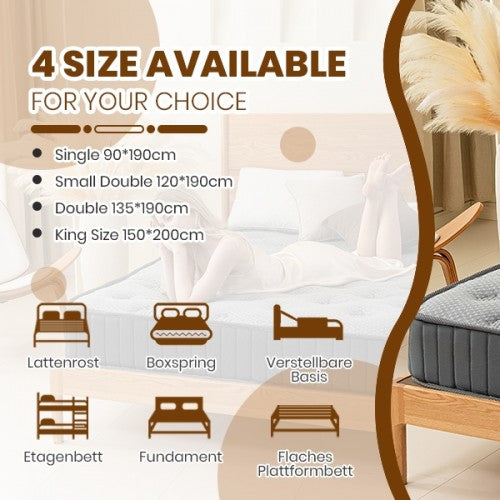 MTS009 - Good Nite 18cm Medium Firm Memory Foam and Bonnell Spring Mattress – Pressure Relief, Cooler Sleep - 150x190x18cm | Neil's Luggage Store