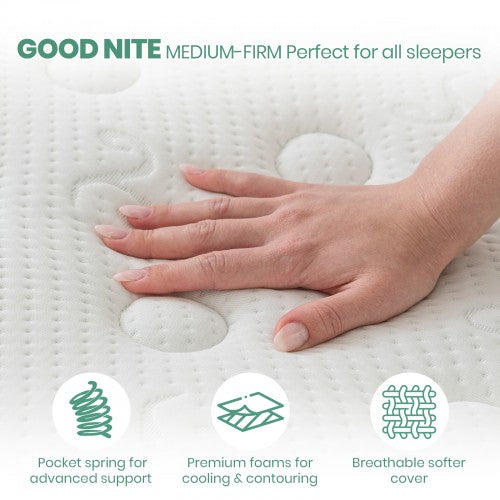 MTS010 - Good Night 20cm Hybrid Memory Foam Mattress – 7-Zone Orthopaedic Pocket Sprung, Medium Firm, Cooling & Hypoallergenic - 90x190x20cm | Neil's Luggage Store