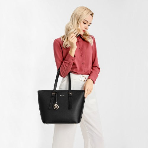 LT2054 - Miss Lulu Minimalist Tote Handbag Structured - Black | Neil's Luggage Store