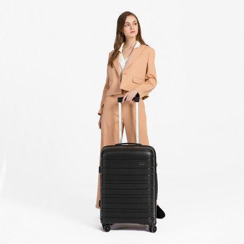 K2091L - Kono Multi Texture Hard Shell PP Suitcase 3 Pieces Set - Classic Collection - Black | Neil's Luggage Store
