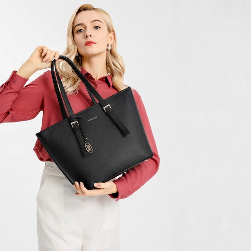 LT2054 - Miss Lulu Minimalist Tote Handbag Structured - Black | Neil's Luggage Store