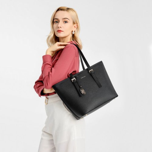 LT2054 - Miss Lulu Minimalist Tote Handbag Structured - Black | Neil's Luggage Store