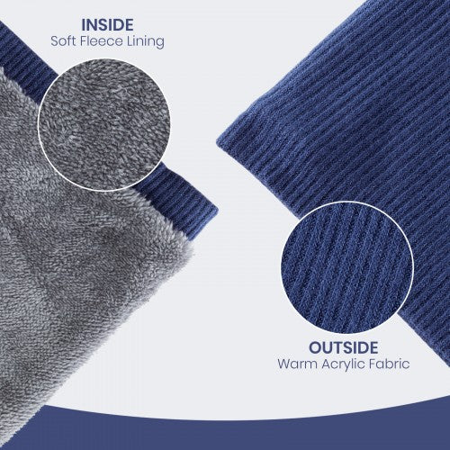NWN5431 - Fleece-Lined Knit Neck Warmer Gaiter–Double-Layer Acrylic & Polyester, Stretchy, Soft, Wind-Resistant, Warm - Blue