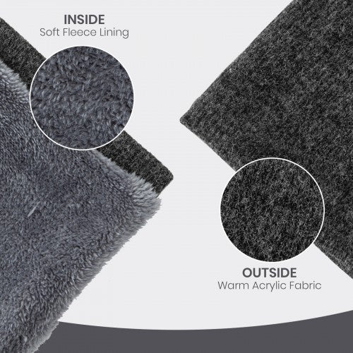 NWN5431 - Fleece-Lined Knit Neck Warmer Gaiter–Double-Layer Acrylic & Polyester, Stretchy, Soft, Wind-Resistant, Warm - Dark Grey