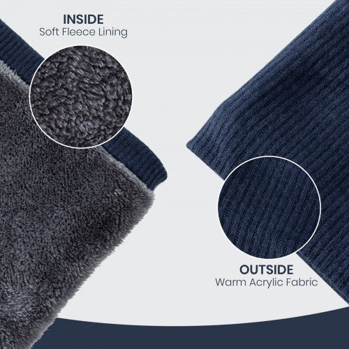NWN5431 - Fleece-Lined Knit Neck Warmer Gaiter–Double-Layer Acrylic & Polyester, Stretchy, Soft, Wind-Resistant, Warm - Navy