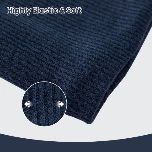 NWN5431 - Fleece-Lined Knit Neck Warmer Gaiter–Double-Layer Acrylic & Polyester, Stretchy, Soft, Wind-Resistant, Warm - Navy