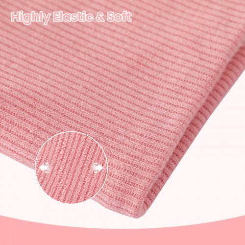 NWN5431 - Fleece-Lined Knit Neck Warmer Gaiter–Double-Layer Acrylic & Polyester, Stretchy, Soft, Wind-Resistant, Warm - Pink