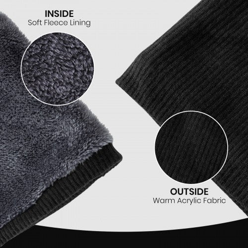NWN5431 - Fleece-Lined Knit Neck Warmer Gaiter–Double-Layer Acrylic & Polyester, Stretchy, Soft, Wind-Resistant, Warm - Black